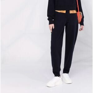 Nanushka Womens Navy Blue Tie Waisted Ylia Knitted Track Pant Size Small